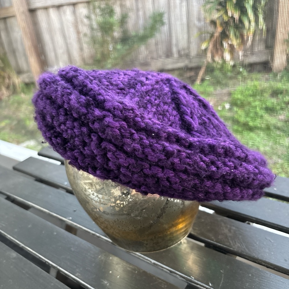 C C purple beret hat